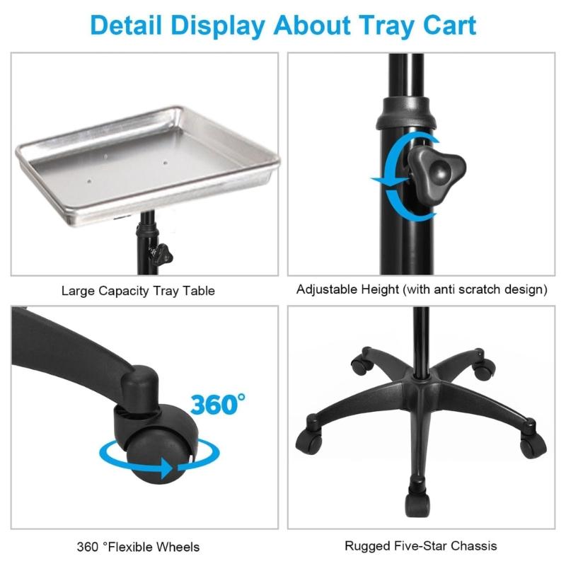 Salónní vozík Nastavitelný pojízdný vozík 5 tichých koleček Profesionální kosmetické vybavení Organizéry Denní běžné použití