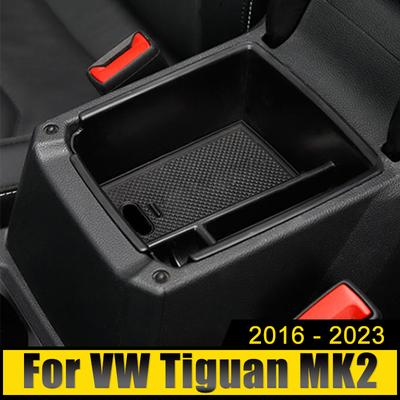 Coperchio Vassoio Contenitore Scatola Portaoggetti Bracciolo Consolle Centrale Auto Per Volkswagen VW Tiguan MK2 2016 2017 2018 2019 2020 2021 2022 2023