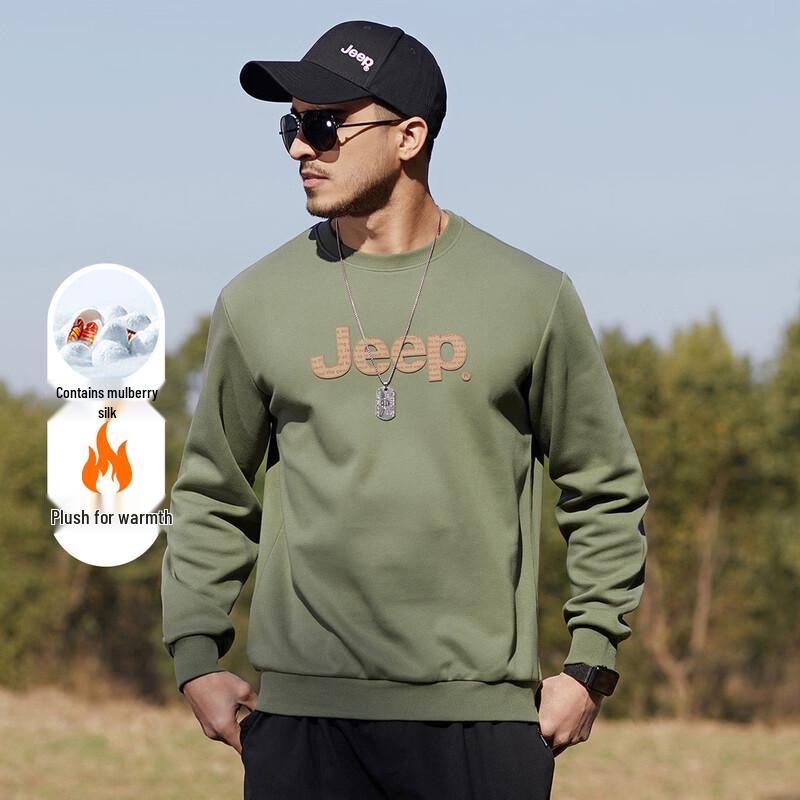 JEEP Men s Fleece Lined Round Neck Sweatshirt 2XL