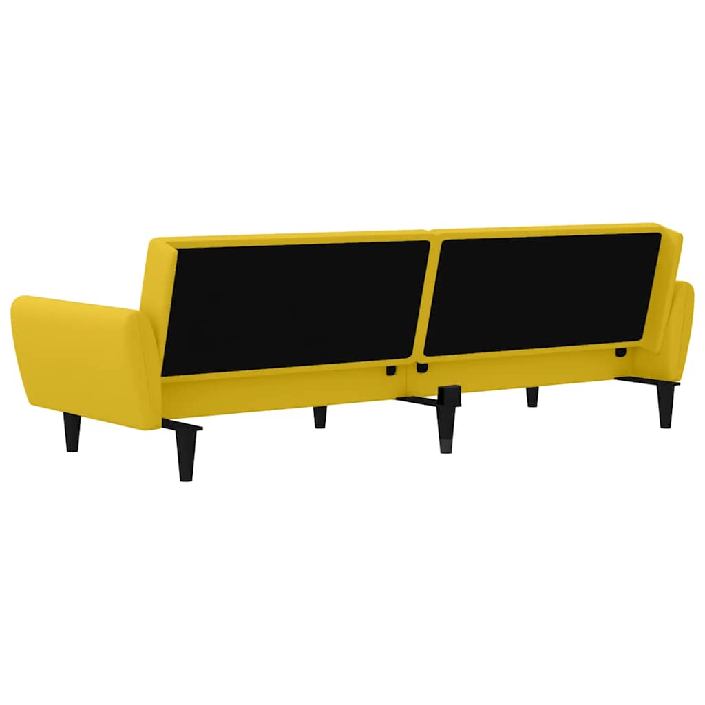 2 Seater Yellow Velvet Sofa Bed