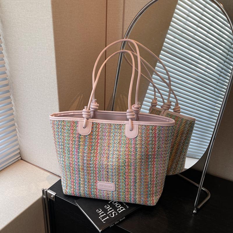Large Capacity Bag Women's New Seaside Beach Vacation Shoulder Bag Fashionable Versatile Woven Tote Bag