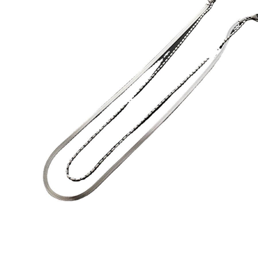 Titanová ocel Neblednoucí Dvouvrstvý Hadí řetízek Náhrdelník - Dámský Letní Choker a Klíční kostní doplněk