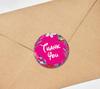 Darling Souvenir Round 45 Pcs Elegent Floral & Border Fuchsia Pink Thank You Stickers-1.6