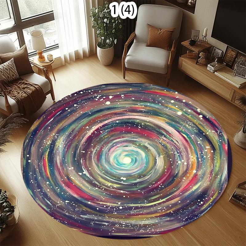 

Starry Sky Love Heart Round Rug Artistic Oil Painting Pattern Non-slip Decorative Mat Cozy Floor Carpet for Living Room Bedroom 80cm x 80cm