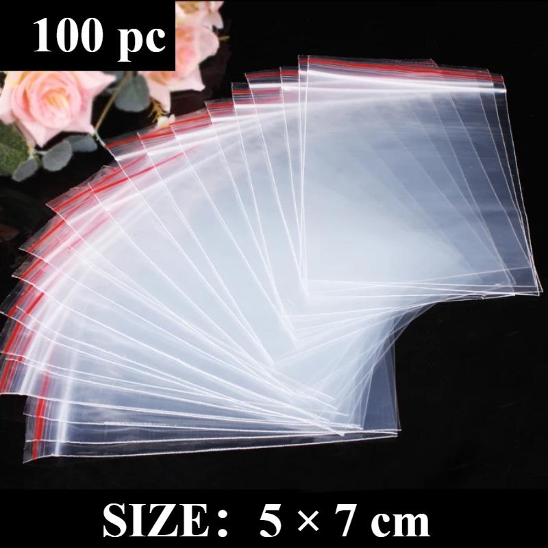 100 Pcs/Pack Small Zip Lock Plastic Bags, Reclosable Transparent Bag, Shoe Bag Vacuum Storage Bag, Poly Clear Bags Thickness 0.05mm
