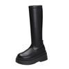 High Quality Stretchy Slip-on Platform Boots Spring Autumn Commuter Fashion   Black Long Women Boots for Women Zapatos De Mujer
