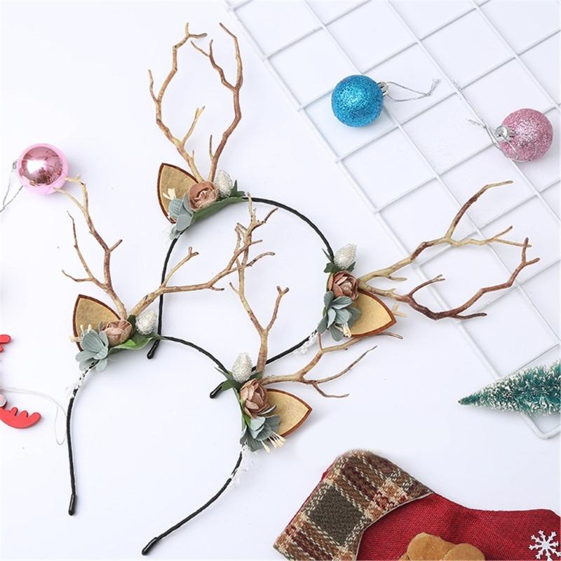 Cute Tree Branch Reindeer Antler Hair Hoop Women Photography Makeup Headband for Christmas Party Hair Accessories