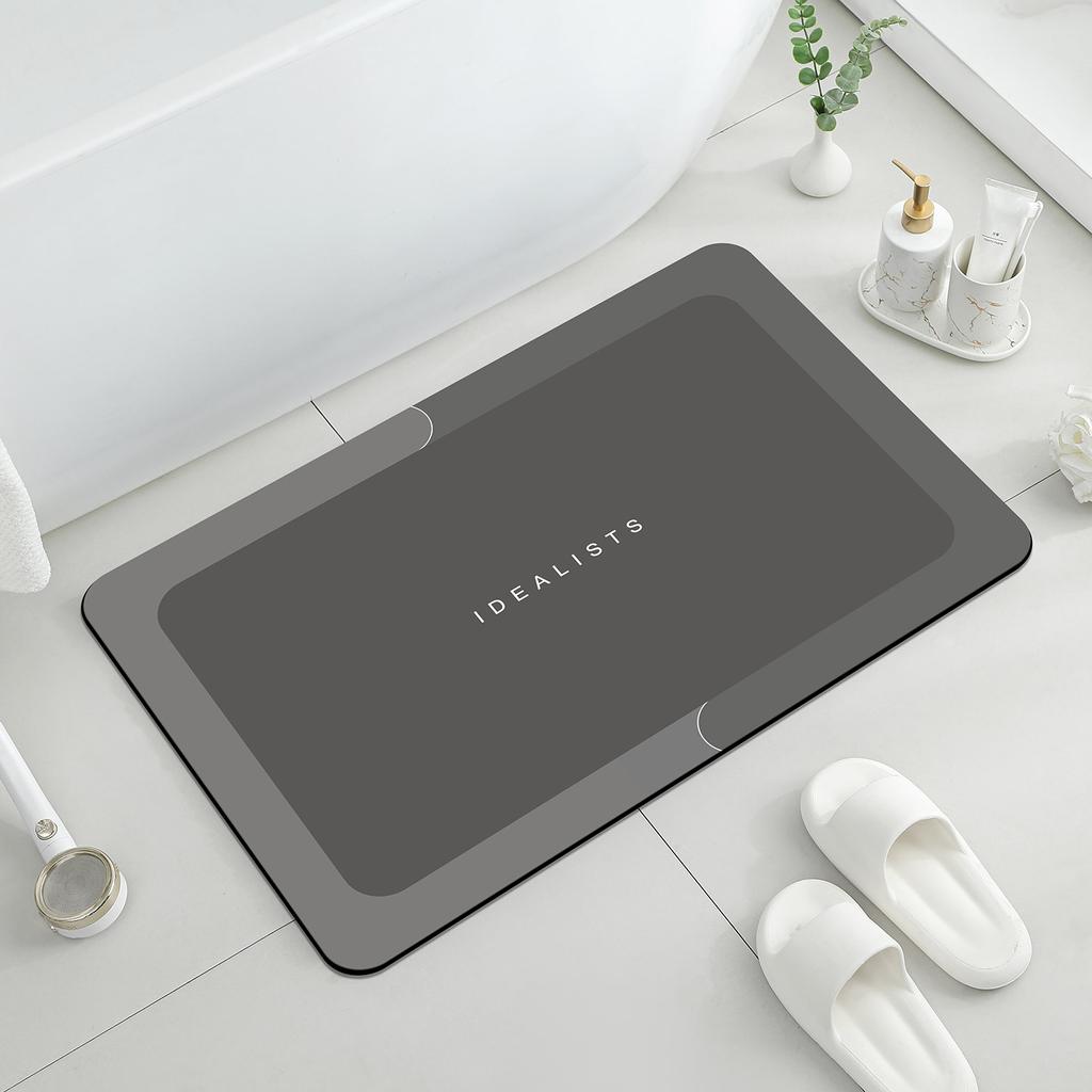 Non-slip Diatomite Bathroom Mat, Super Absorbent, Quick-drying, Soft Shower Mat, Machine Washable, Suitable for Bathrooms and Be