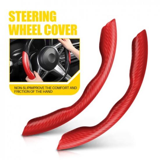 Carbon Fiber Universal Car Steering Wheel Booster Cover Red Non Slip Accessories