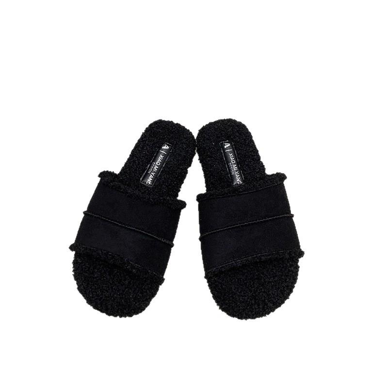 Internet celebrity Mao Mao slippers women's fashion wear 2025 autumn and winter new retro soft flat bottom home lazy one-word cotton mop