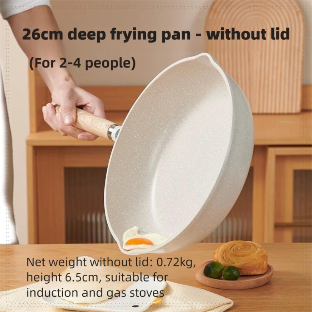 

with Lid Induction Cooker Pans Non Stick Pancake Egg Skillet Thickened Stone Frying Pan Gas Stove 26cm No Lid