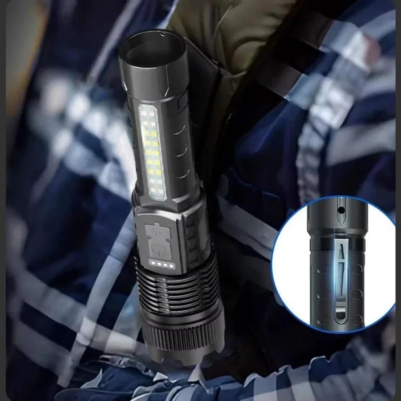 Powerful LED Flashlights Type-c Rechargeable Telescopic Zoom Tactical Torch Built-in Battery for Camping Emergency Lamp