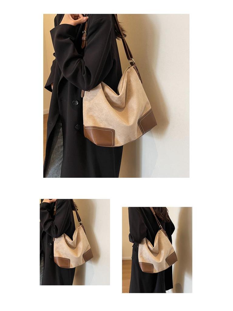 Retro Suede Large-Capacity Crossbody Tote - 2025 Autumn/Winter Collection for Women