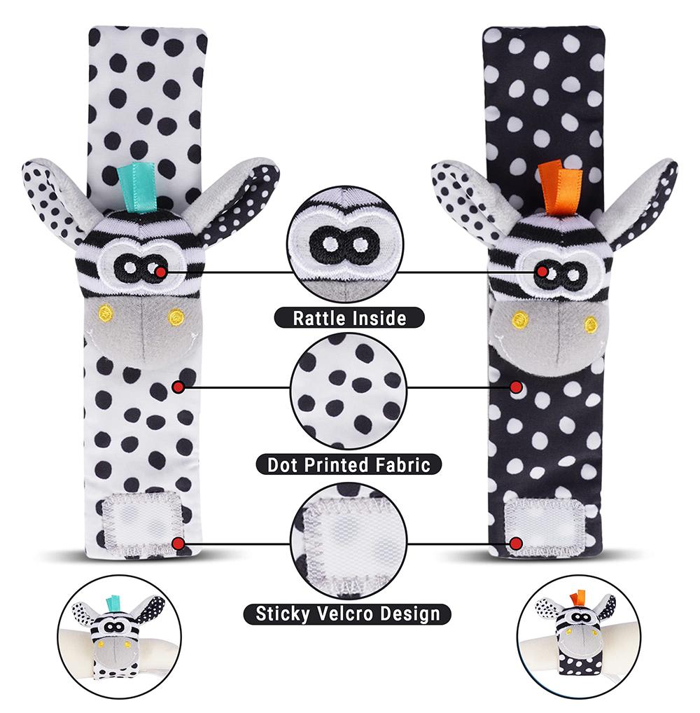 4 PZ/SET Calzini Sonaglio per Bambini Set Sonagli da Polso Animali di Peluche Carini Calzini Trova Piedi 0~12 Mesi Per Neonati Regalo