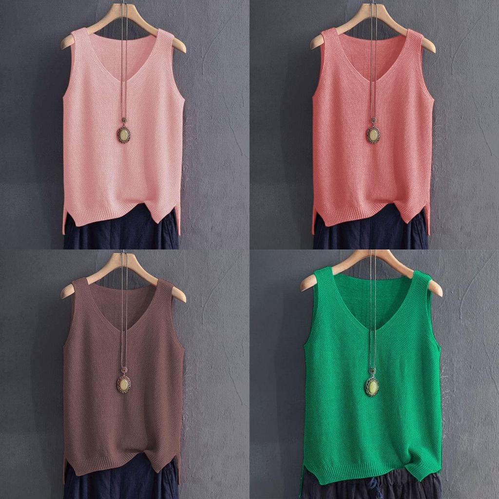 Summer Womens Loose Knit Tank Top With Ice Silk Fabric For Casual Wear