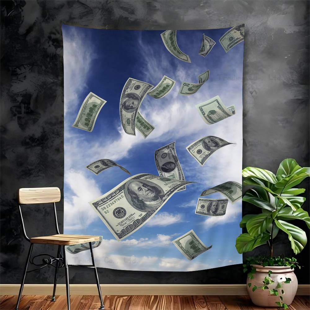 

Dollar Cash Money Printed Large Wall Tapestry Indian Buddha Wall Decoration Witchcraft Bohemian Hippie Wall Art Decor 74x94cm(29x37in)