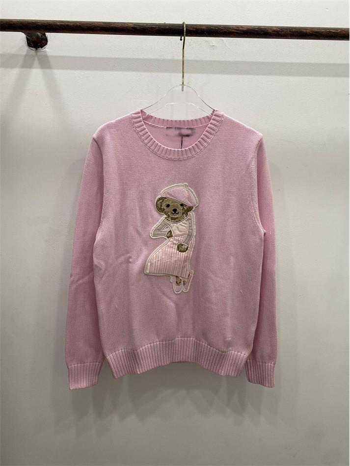 

Женский свитер из смесовой шерсти с жаккардовым мультяшным медведем - Высококачественный, высокоэластичный для осени и зимы Extra Large