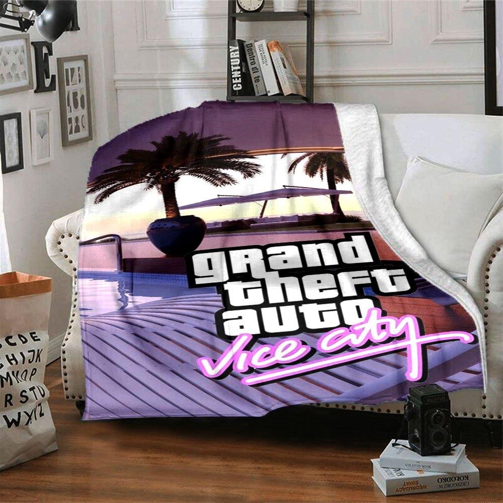 1 pezzo Coperta Morbida in Flanella Grand Theft Auto con Stampa di Designer Una coperta accogliente per tutte le stagioni, perfetta per il divano, il letto, l'ufficio
