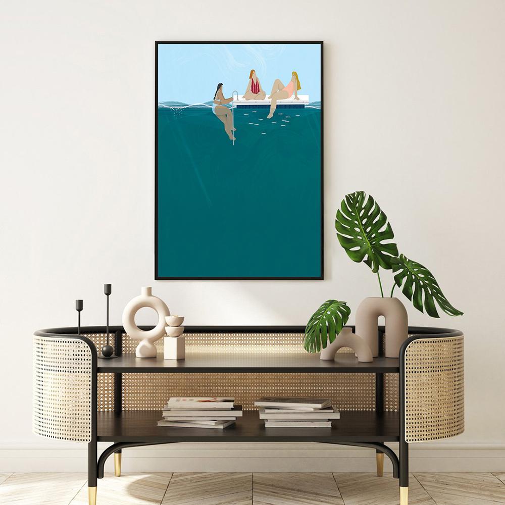 Swimmer Canvas Painting Sea Ocean Calming Posters and Prints Modern Decoration Summer Wall Art Pictures for Living Room Decor