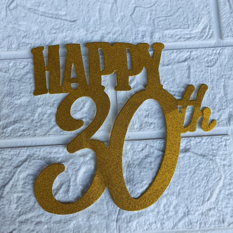 10th, 20th, 30th, 50th Birthday Hot Stamping Cake Topper Decoration Insert Card Party Supplies