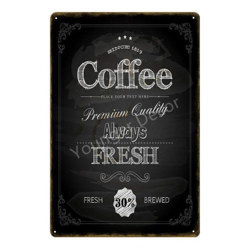 Coffee Menu Plaque Home Bar Cafe Vintage Wall Decor Art Metal Tin Signs Pub Tavern Retro Decorative Plates Metal Poster YJ177