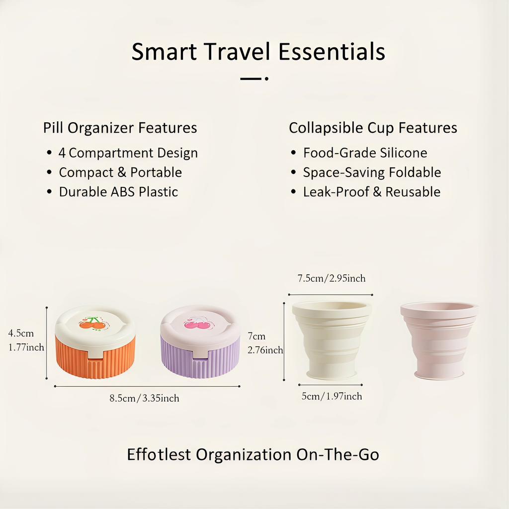 Portable Pills Container Medicine vitamiin Holder Daily Pill Case Small Piller Box for Pocket Purse Space-Saving & Washable