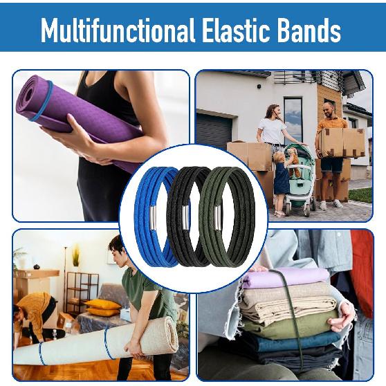 Trash Can Rubber Bands, Fit 13-30 Gallon Garbage Can, Set of 3 Elastic Trash Can Bands Heavy Duty for Kitchen Bathroom, Garbage Bin & Litter Box