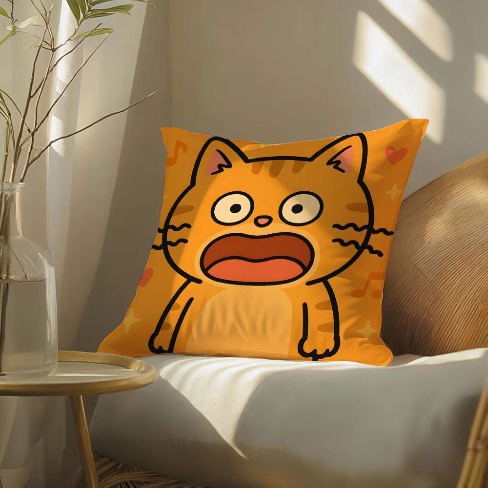 Funny and silly cat pattern Cushion Cover Silky elegant Comfort Sofa Bed Invisible zipper Beach pillowcase