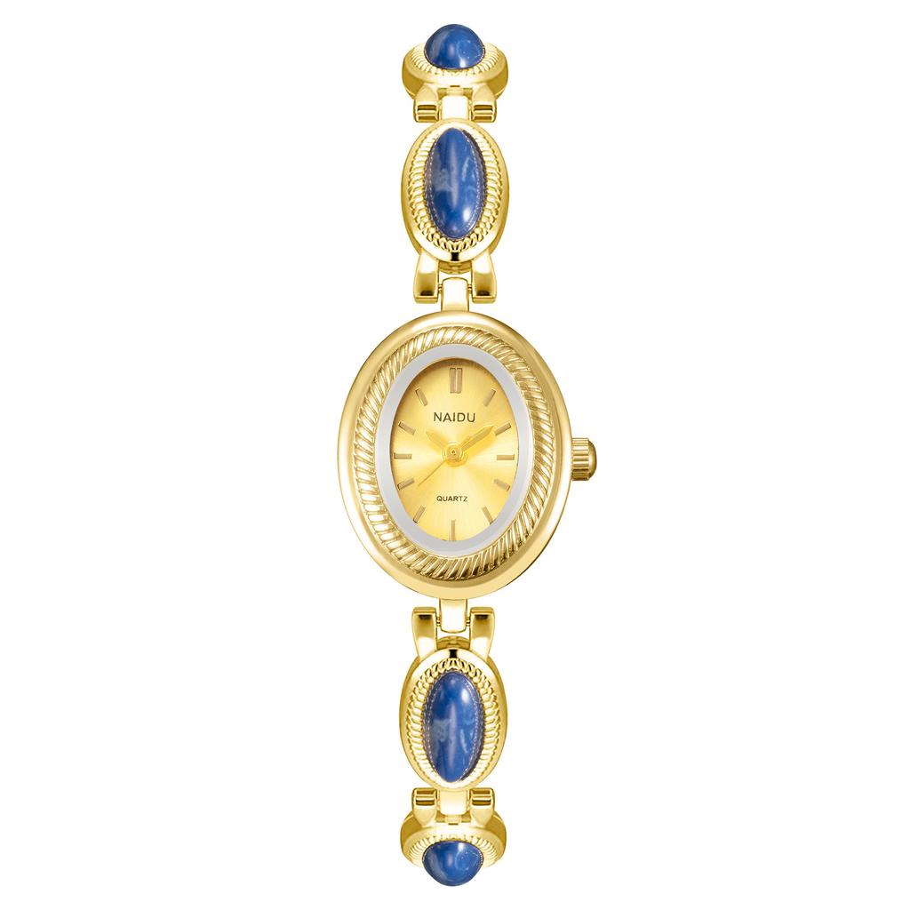 Damen Vintage Uhr mit farbigen Edelsteinen Schmuck Armband Armbanduhr