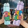 1PC Don't Mind Color Slogan Text Print 750ml Color Plastic Sports Water Bottle Leakproof Flip Straw Lid Suitable for Sports Office Home Use