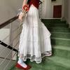 Lace-trimmed Sprin Summer Skirt – New Spring Collection High-waisted Sweet and Slimming Long Skirt Design – White Tiered Skirt