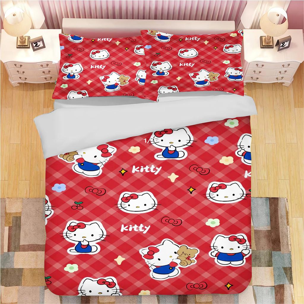 Sanrio Series Kuromi Duvet Bedding Set for Children King Size Luxury Cover 100% Polyester 3-Piece Christmas Gifts Home Decor