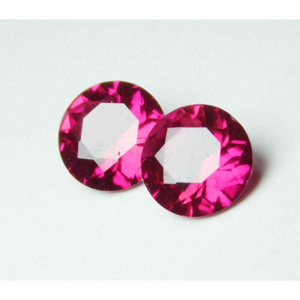 1 Ct Diamond Cut Loose Gemstone Pair Natural Mogok Ruby Red Round CERTIFIED MQ-844