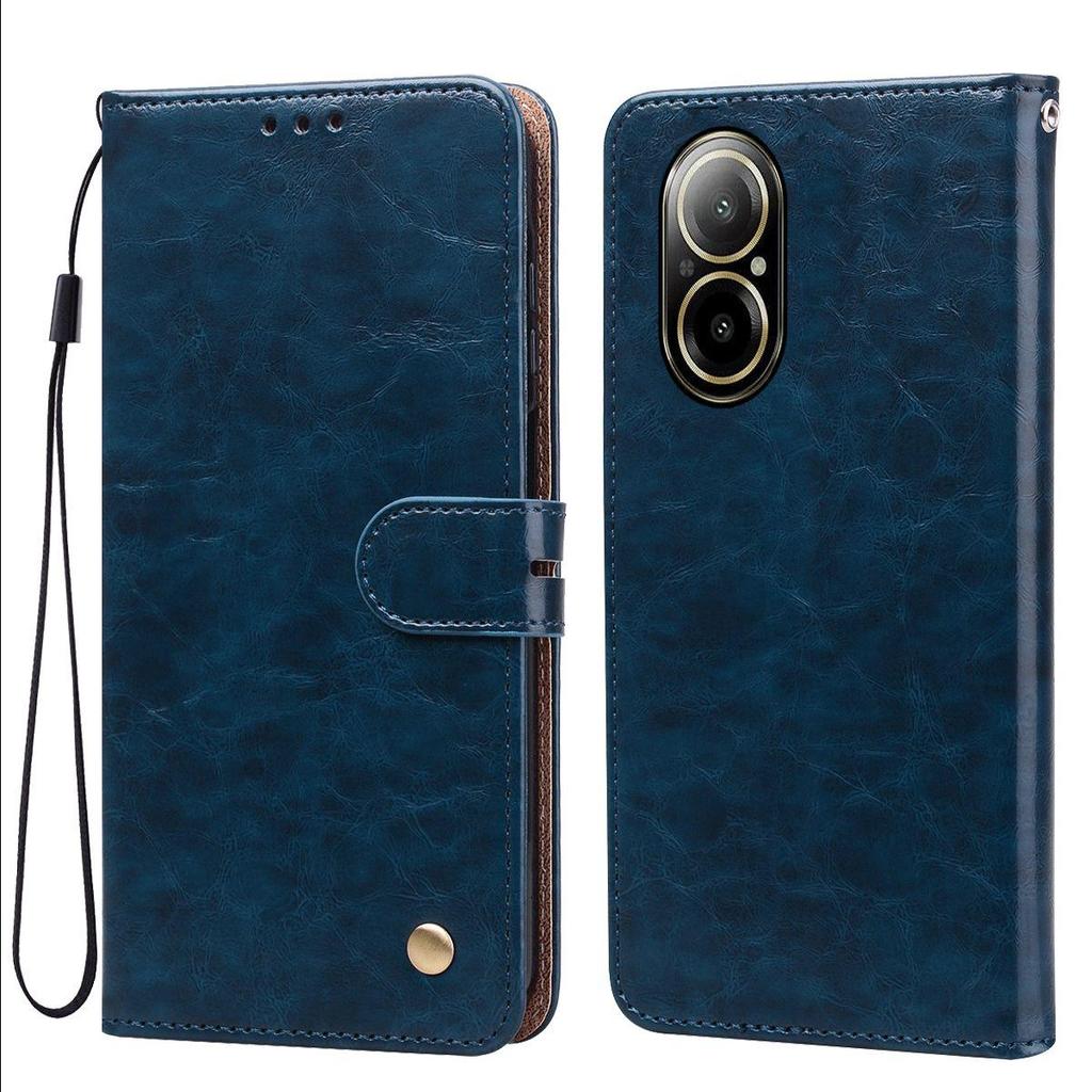 Vintage Crazy Horse Texture PU Leather Flip Wallet Phone Case for realme C67 Card Holder Kickstand Shockproof Protective Cover