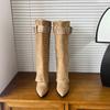 Autumn and winter new pointed-toed thin-heeled thin boots women's stacking boots temperament high-heeled boots pleated thin boots