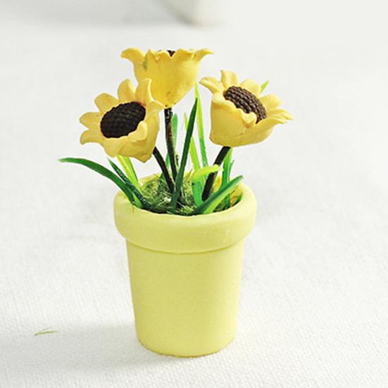 Miniature Sunflower Exquisite Imagination Cultivation Resin Doll House Mini Sunflower for Children