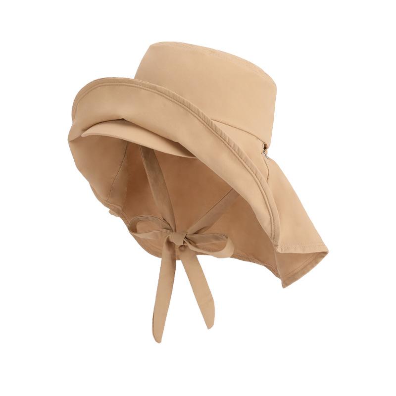 Summer Outdoor Sunscreen Hat Double-layer Large Brim Quick-drying Waterproof Bucket Hat Shawl Ponytail Sun Hat Children