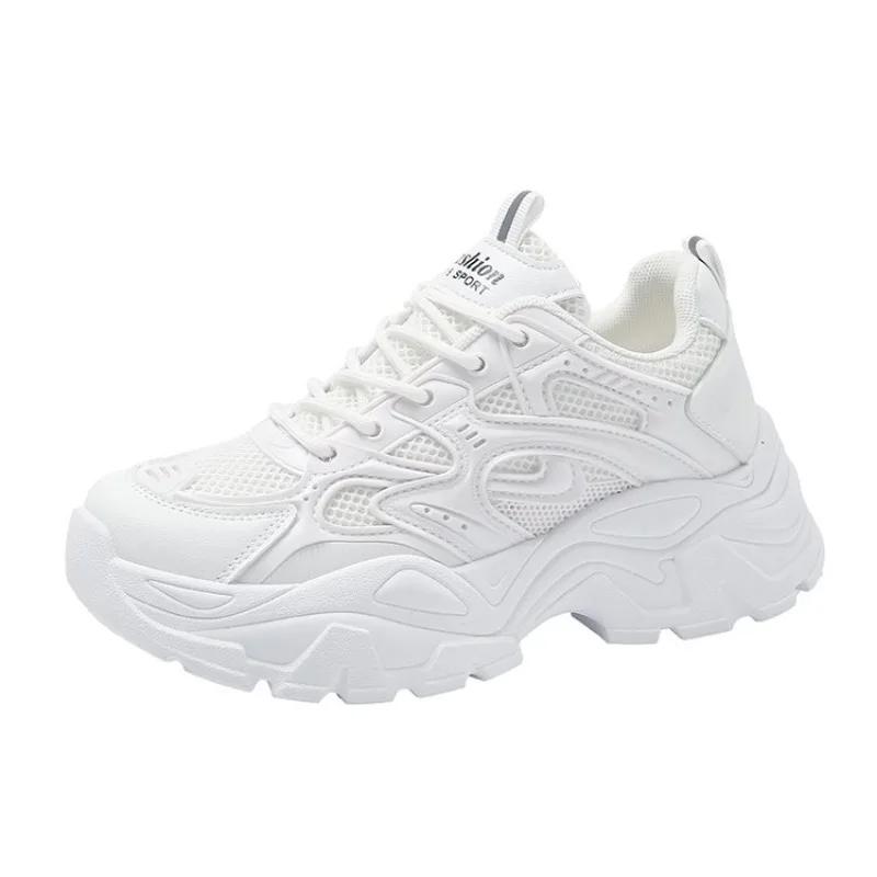 Modische Klobige Sneaker Damen Trends 2024 Herbst weiß Dad Schuhe für Frau Mode Mesh atmungsaktiv Plateau Sneaker Damen Joggingschuhe