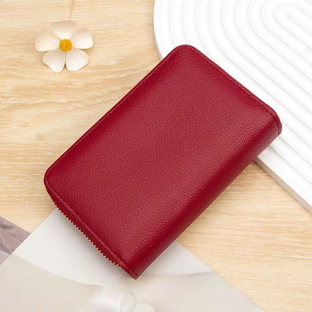 Portable Solid Color Wallet Multiple Card Anti-splash Water Women Card Bag Polyester Fashion Zipper Leather Purse for Mom