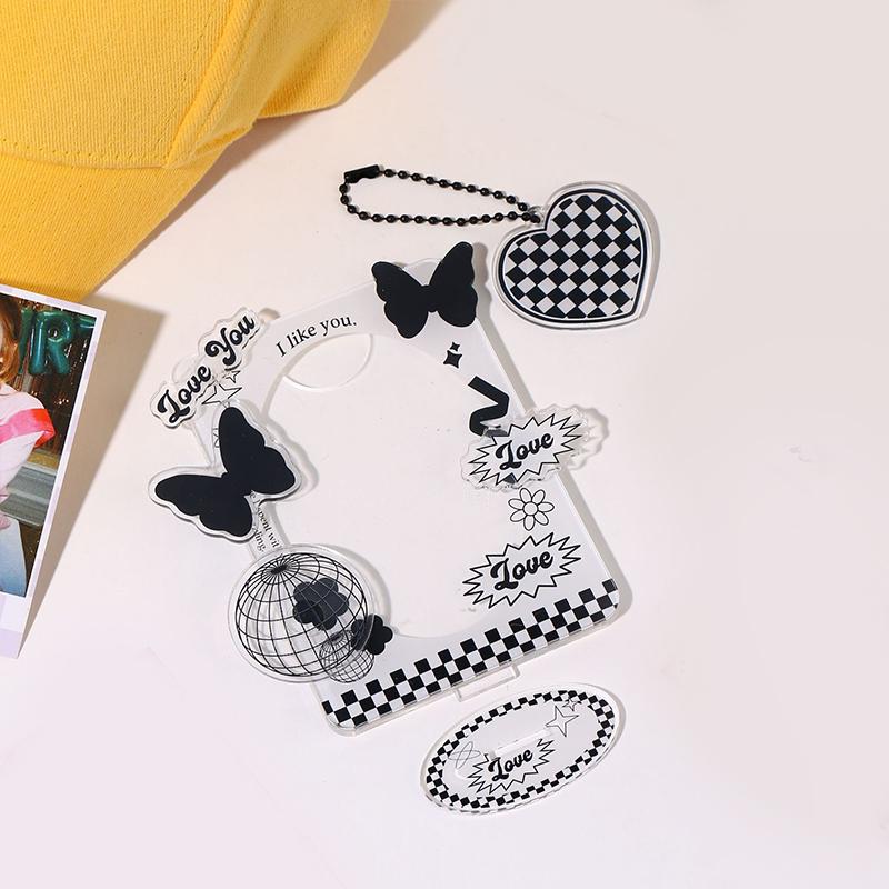 3 Inch Acrylic Photo Frame Idol Postcards Display Photo Cards Decoration Card Holder Fashion Chain Stand Card Protective Case