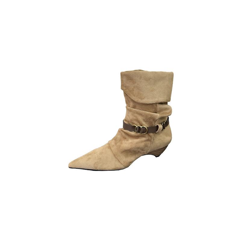 Western cowboy boots short boots women's new autumn cone and British brown Martin boots