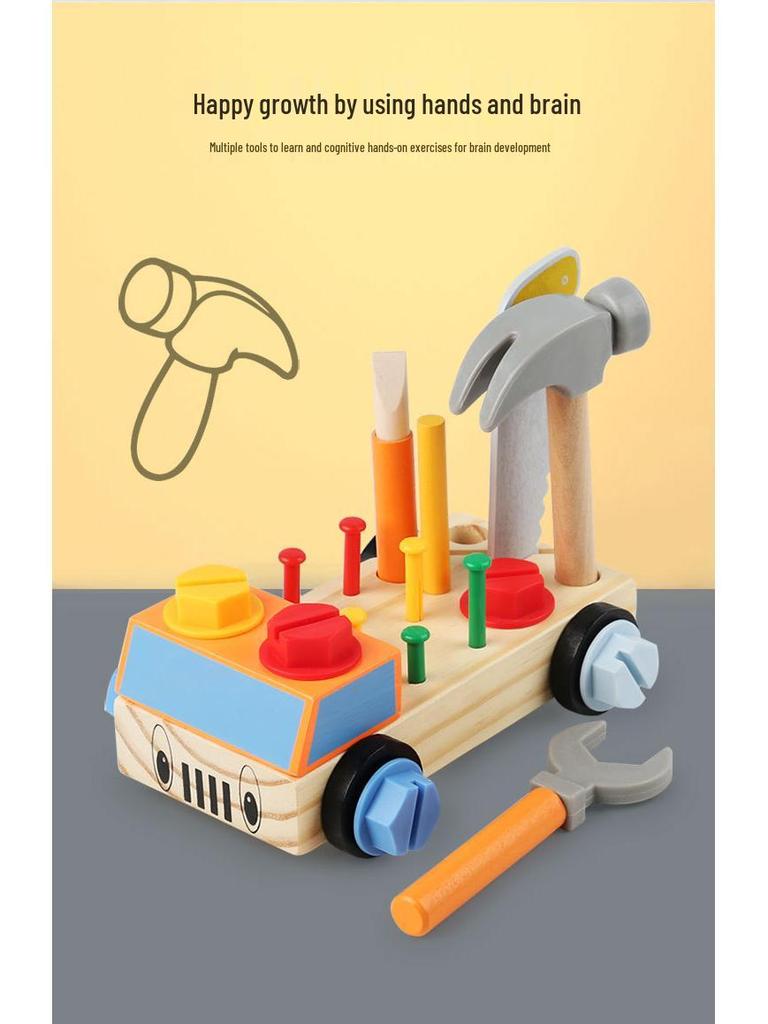 Kids' Wooden Tool Cart for Assembly and Repair