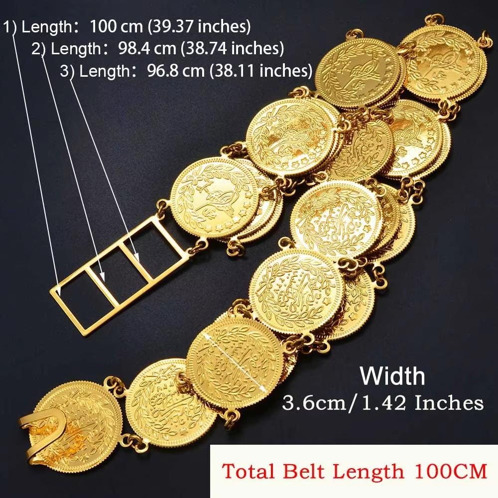 Bauchketten für Damen Goldfarbe Türkische Münzen Gürtel Schmuck Naher Osten Oman Irak Kurdisches Kurdistan #121501