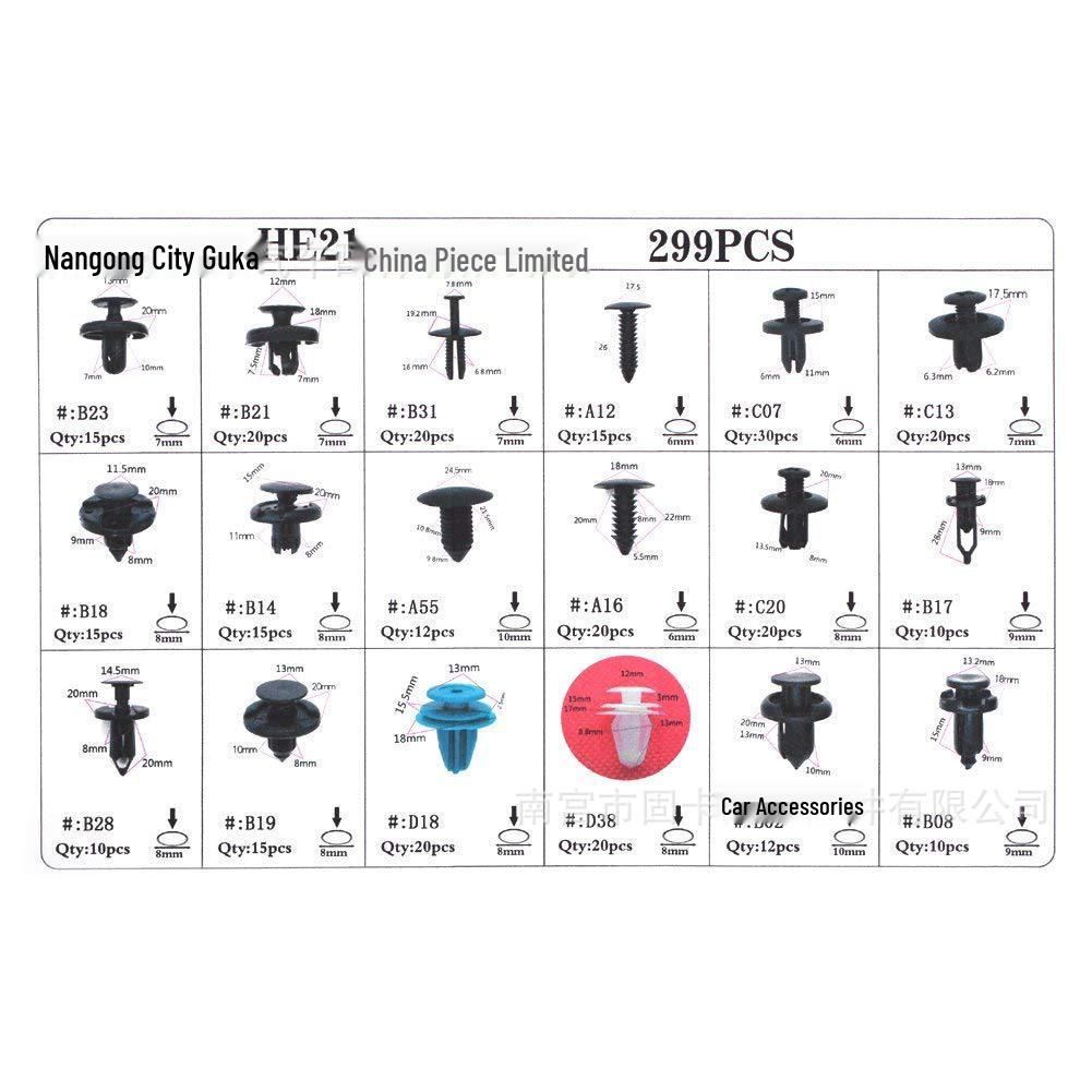 Boxed Set of 299 Snap Fasteners for BMW, Mercedes-Benz, Toyota, Honda, Mazda, Subaru, Nissan