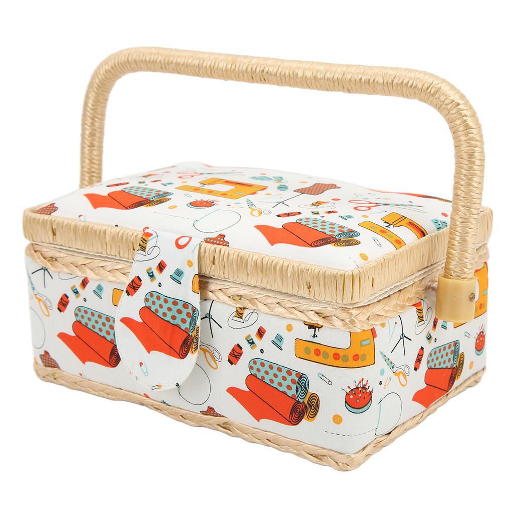 Sewing Box Wear Resistant Lightweight Practical Multifunction Sewing Basket for Travel Orange