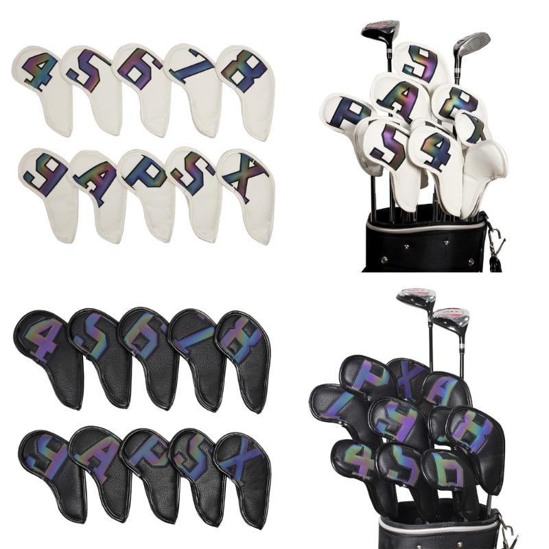 10Pcs Golfs Iron Head Cover Thick PU Leather Golfs Head Cover Replacement Headcover Protective Cover Easy to Use