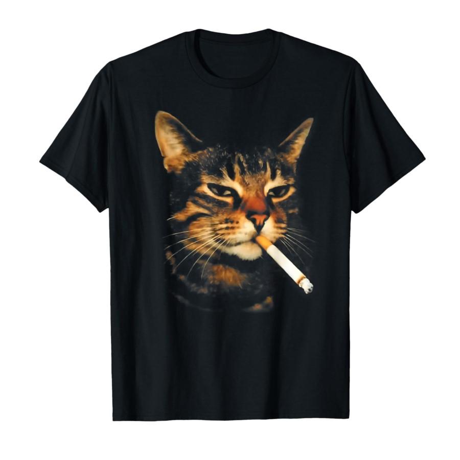 

Funny Smoking Cat Cigarette Kitten Meme Stupid Brainrot T-shirt For Men Women 100% Cotton T Shirts Short Sleeve Tops 0130-1 -... S разноцветный