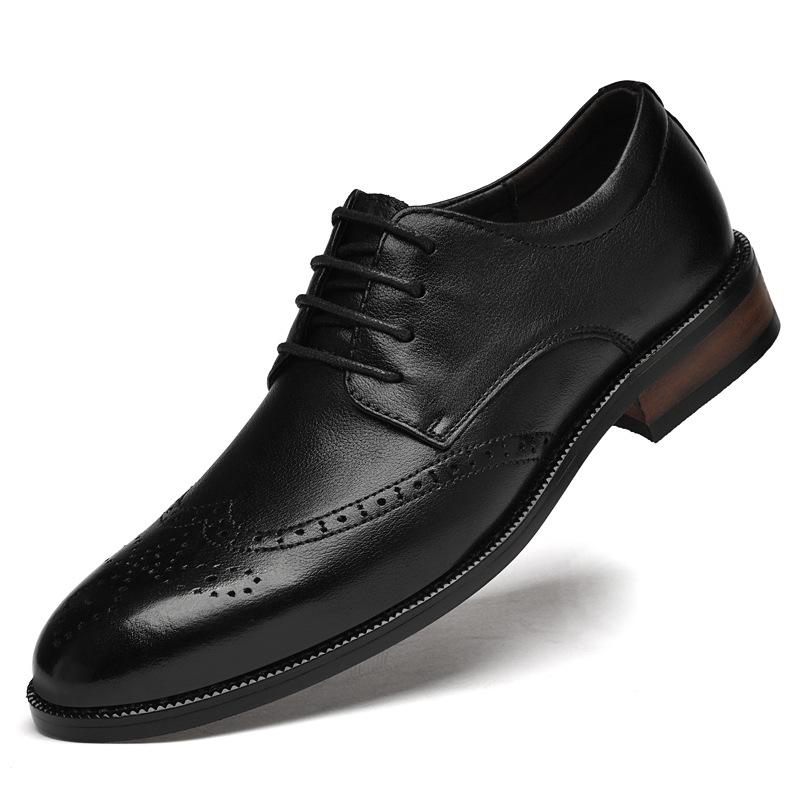 Men s Plus Size Autumn Brogue Leather Shoes - British Style, Formal & Genuine Cowhide 45