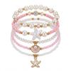 Dainty Shell Imitation Pearl Stretch Bracelets for Women Multilayer Starfish Beaded Stackable Hand Chain Vacation Jewelry Gift
