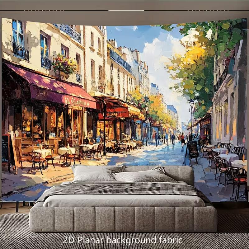 Oil Painting Paris Street Cafe Backdrop French Bistro Sidewalk Photography Background